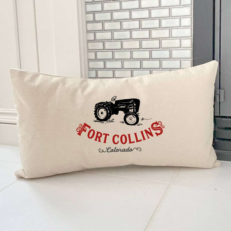 Vintage Icon (Tractor) City/State - Rectangular Canvas Pillow