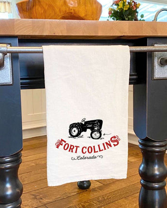 Vintage Icon (Tractor) City/State - Cotton Tea Towel