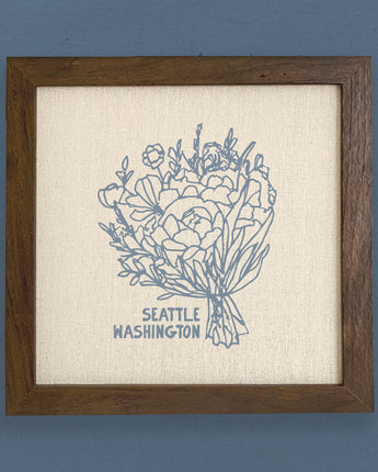 Hand Drawn Bouquet City State - Framed Sign