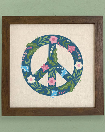 Floral Peace Sign - Framed Sign