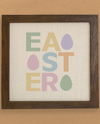Easter Text with Eggs - Framed Sign