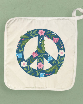 Floral Peace Sign - Cotton Pot Holder