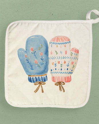 Nordic Floral Mittens - Customizable Cotton Pot Holder