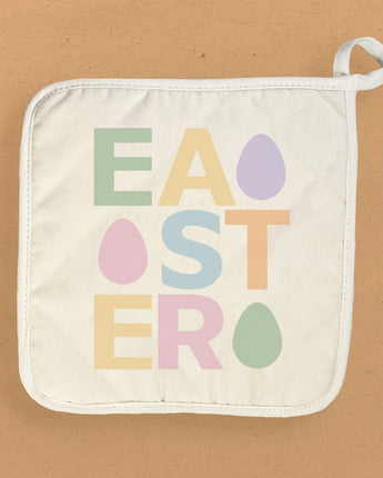 Easter Text with Eggs - Cotton Pot Holder