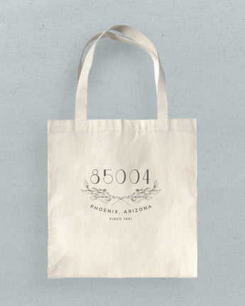 Hand Drawn Branches City State Zip Estd - Canvas Tote Bag