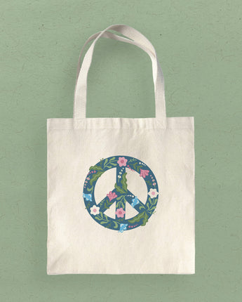 Floral Peace Sign - Canvas Tote Bag