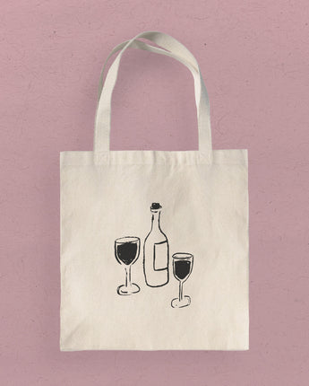 Wine and Glasses - Canvas Tote Bag