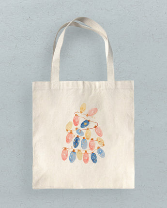 Twinkling Lights Tree - Customizable Canvas Tote Bag