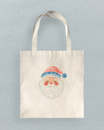 Rosy Cheeked Santa - Customizable Canvas Tote Bag