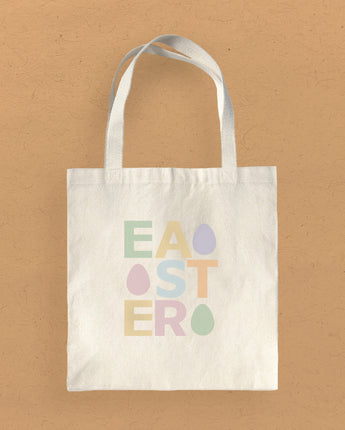 Easter Text with Eggs - Canvas Tote Bag