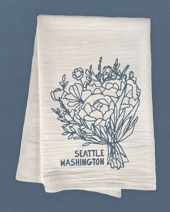 Hand Drawn Bouquet City State - Custom Cotton Tea Towel