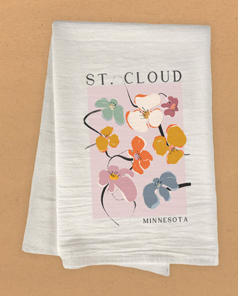 Floral Poster City State - Cotton Tea Towel