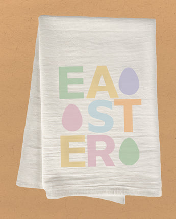 Easter Text with Eggs - Cotton Tea Towel
