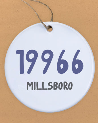 Blue Zip Code and City - Custom Ornament