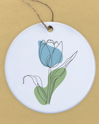 Blue Hand Drawn Tulip - Ornament