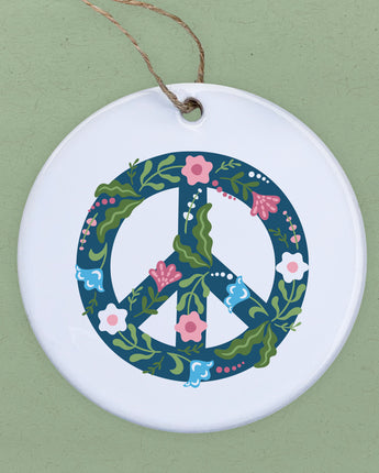 Floral Peace Sign - Ornament
