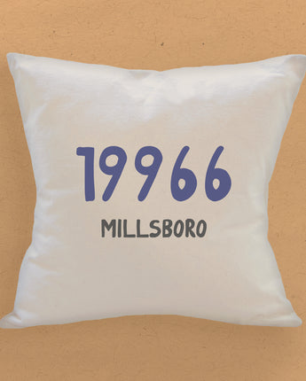 Blue Zip Code and City - Square Canvas Pillow