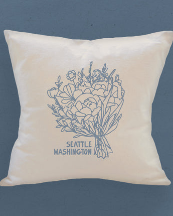 Hand Drawn Bouquet City State - Square Canvas Pillow