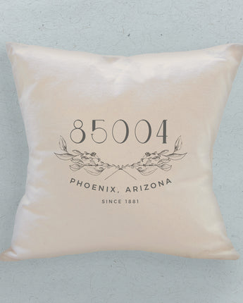 Hand Drawn Branches City State Zip Estd - Square Canvas Pillow