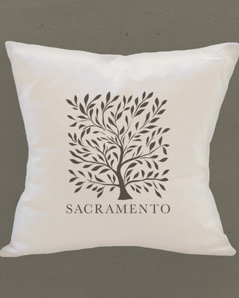 Tree with City - Square Canvas Pillow