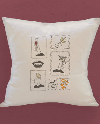 Ghouls Stamps - Halloween Square Canvas Pillow