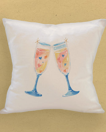 Sparkling Cheers - Customizable Square Canvas Pillow