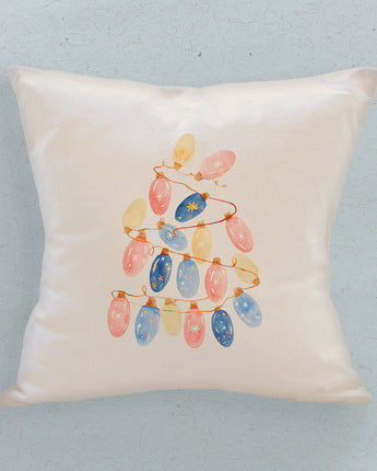 Twinkling Lights Tree - Customizable Square Canvas Pillow