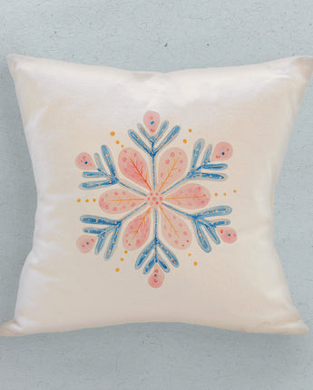Winter Bloom Snowflake - Customizable Square Canvas Pillow