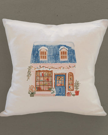 Cozy Winter Storefront - Customizable Square Canvas Pillow