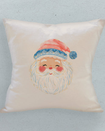 Rosy Cheeked Santa - Customizable Square Canvas Pillow