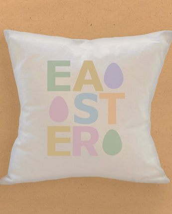 Easter Text with Eggs - Square Canvas Pillow