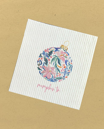 Painted Floral Ornament - Custom Swedish Dish Cloth