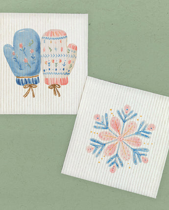Nordic Floral Mittens - 2pk Swedish Dish Cloth