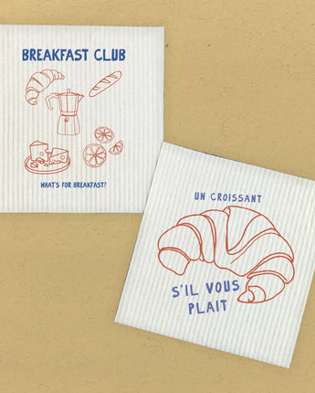 Breakfast Club, Un Croissant 2pk - Swedish Dish Cloth