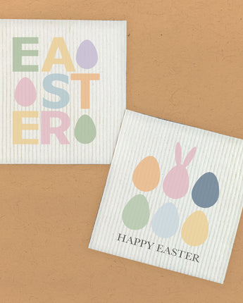 Easter Text, Happy Easter Eggs 2pk - Swedish Dish Cloth