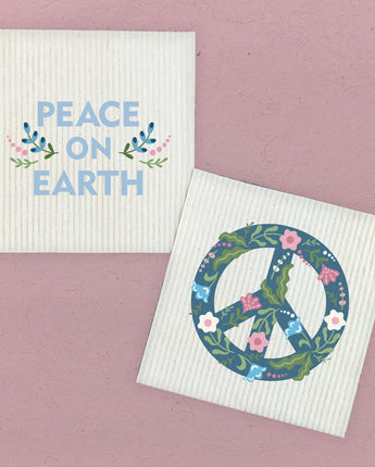 Peace on Earth, Floral Peace 2pk - Swedish Dish Cloth