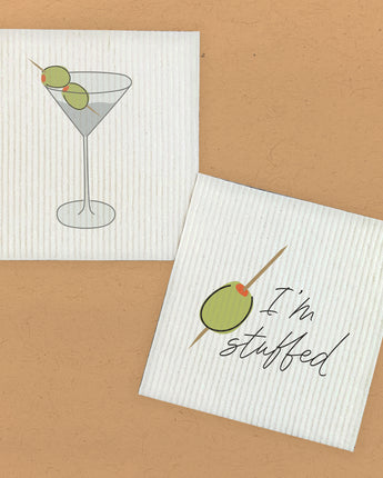 Martini's And Olives - 2pk Swedish Dish Cloth