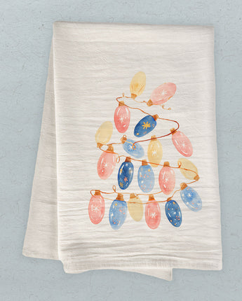Twinkling Lights Tree - Customizable Cotton Tea Towel