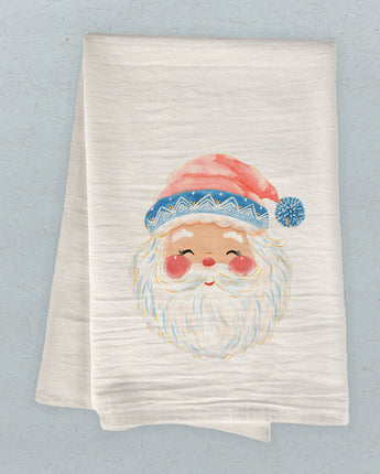Rosy Cheeked Santa - Customizable Cotton Tea Towel