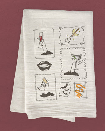 Ghouls Stamps - Halloween Cotton Tea Towel