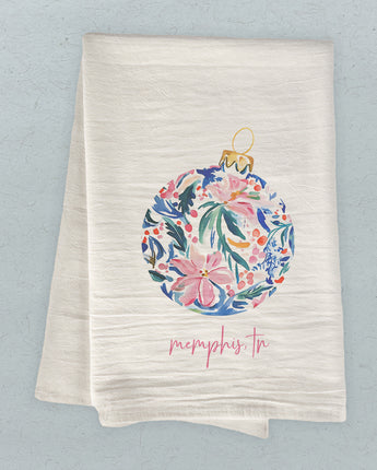 Painted Floral Ornament - Custom Cotton Tea Towel