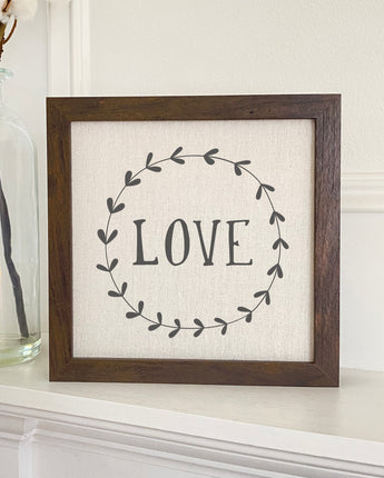 Love Simple Wreath - Framed Sign