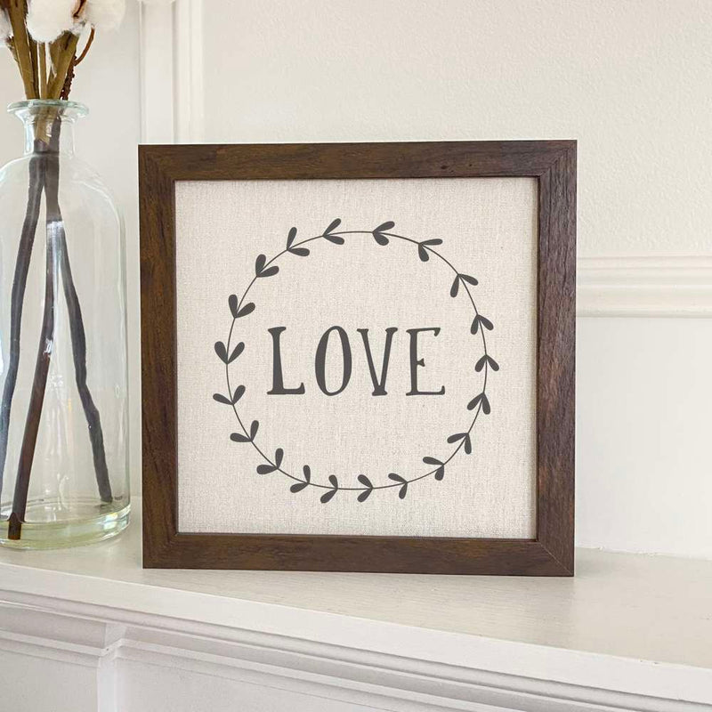 Love Simple Wreath - Framed Sign