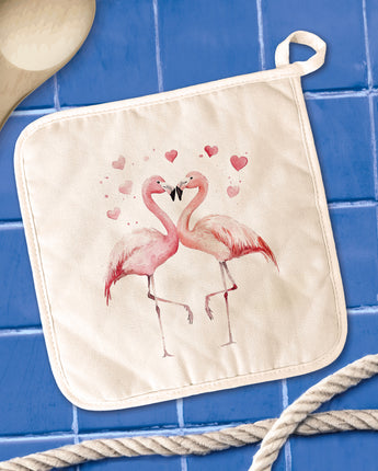Valentine Flamingos - Valentine's Day Cotton Pot Holder