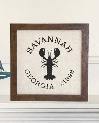 Lobster w/ City and State - Framed Sign