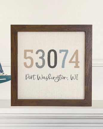 Zip Code w/ City and State - Framed Sign