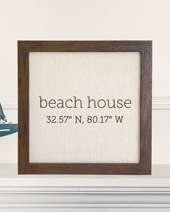 Beach House Coordinates - Framed Sign