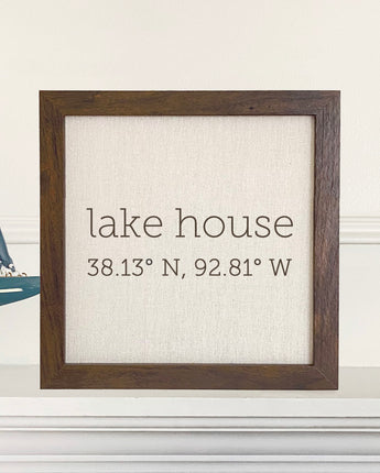 Lake House Coordinates - Framed Sign