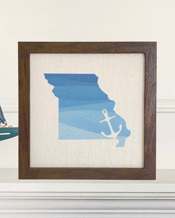 Watercolor State with Anchor - Framed Sign