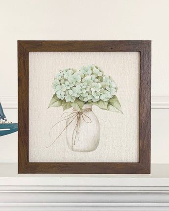 Watercolor Hydrangea Vase - Customizable Framed Sign